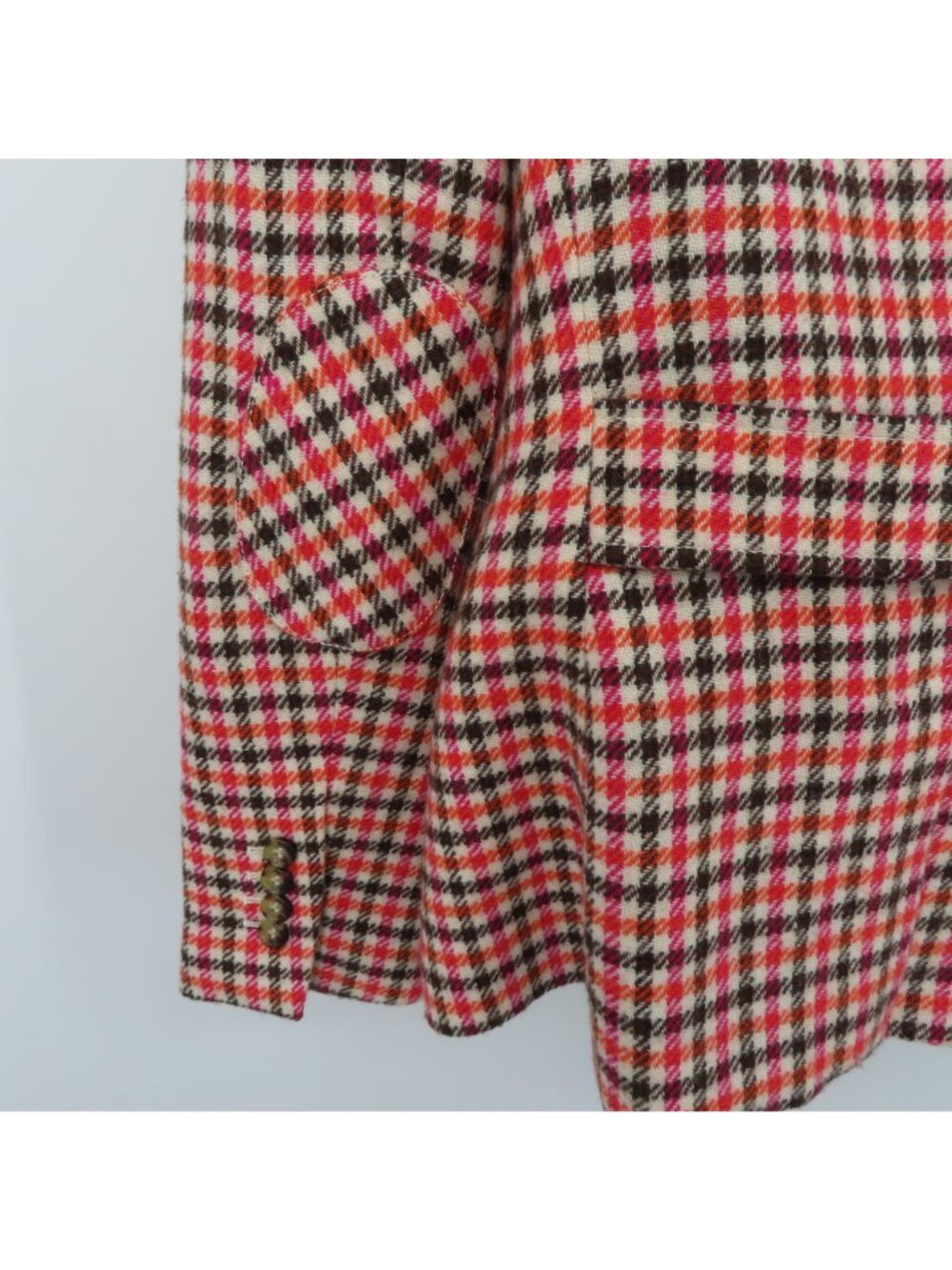 Talbots Women 8 Orange Brown Pink Houndstooth One Button Blazer Jacket Coat - Picture 6 of 10
